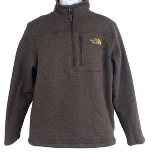 The North Face 1/4 Zip Mock Neck Long Sleeve Fleece Top Brown - L